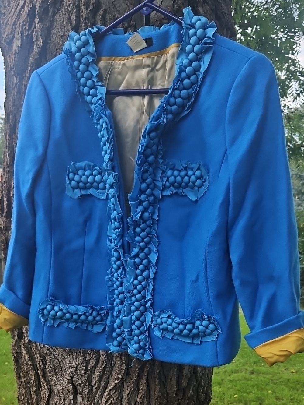 J. Crew Bright Blue Ruffle-Trim Blazer, Size 10